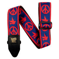 Ernie Ball Jacquard Strap Red and Blue Peace Love Dove