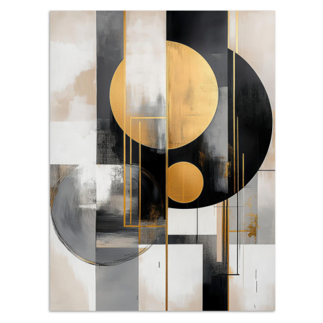 MuchoWow PLAGÁT Abstraktné - Zlato - Striebro - Tvary - Estetické - Moderné 60x80 cm
