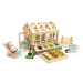 Drevený skleník Greenhouse and Garden Set Tender Leaf Toys s otváracou strechou a 9 druhov zelen