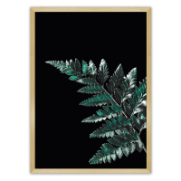 Dekoria Plagát Dark Leaf, 70 x 100 cm, Ramka: Złota