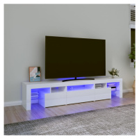 vidaXL TV skrinka s LED svetlami lesklá biela 200x36,5x40 cm