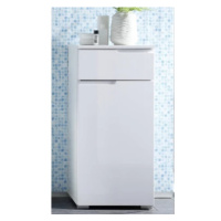 Kúpeľňová  bočná skrinka Spice, lesklá biela%