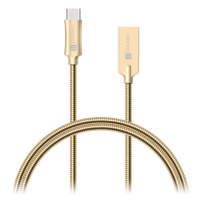 Connect Wire Steel Knight USB-C (Type C) - USB-A, kovový gold, 2,1 A, 1 m