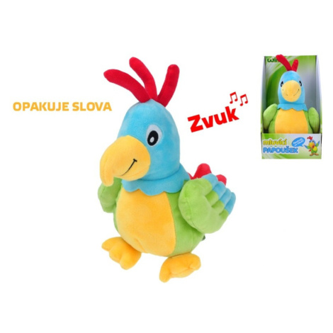 Papagáj plyšový 20cm na batérie hovoriace v krabičke Mikro Trading