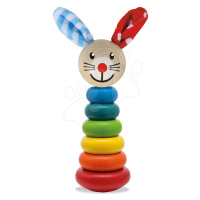 Drevený zajačik Stacking Rabbit Baby Eichhorn výška 18 cm stohovateľný s plyšovými uškami od 12 