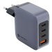 Forcell F-Energy GaN VT-46, 100W 5A, 3xUSB-C, USB-A, PD, Quick Charge 4.0, sivo-čierna