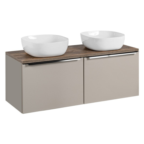 Závěsná skříňka SantaFe Smile s deskou a umyvadly 120 cm taupe/dub santa fe vintage Comad