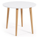 Biely okrúhly rozkladací jedálenský stôl s bielou doskou ø 90 cm Oqui – Kave Home