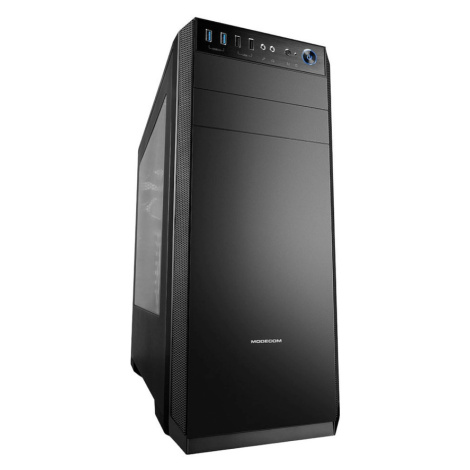 Modecom PC herná skriňa OBERON PRE BLACK MIDI, 2x USB 3.0, 2x USB 2.0, audio HD, čierna, bez zdr