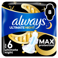 ALWAYS Ultimate Night hygienické vložky (Veľ. 6) s krídelkami 8 ks