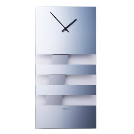 Dizajnové nástenné kyvadlové hodiny 2855 Nextime Bold Stripes silver 38x19cm