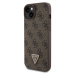 Guess PU 4G Strass Triangle Metal Logo Zadný Kryt pre iPhone 15 Plus Brown