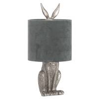 Estila Dizajnová stolná lampa Jarrona Silver s podstavcom v tvare králika a s čiernym tienidlom 