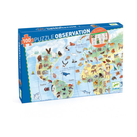 Vyhľadávacie puzzle s plagátom - Zvieratá sveta - 100 ks DJECO