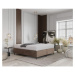 Béžová čalúnená dvojlôžková posteľ s úložným priestorom 200x200 cm Tate – Maison de Rêve