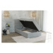 Svetlosivá čalúnená jednolôžková posteľ s úložným priestorom s roštom 100x200 cm Bunny – Ropez