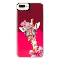 Neónové púzdro Pink iSaprio - Lady Giraffe - iPhone 8 Plus