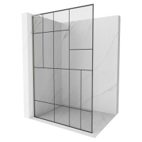 Mexen Kioto L, sprchová zástena Walk-In 90 x 200 cm, 8mm číre sklo čierny vzor, brúsená oceľ pro