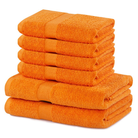 Set 2 bavlnených oranžových osušiek a 4 uterákov DecoKing Marina