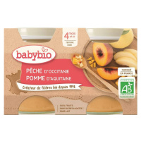 BABYBIO príkrm broskyňa a jablko 2x130 g