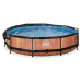 Bazén so strieškou a filtráciou Wood pool Exit Toys kruhový oceľová konštrukcia 360*76 cm hnedý 