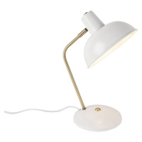 Retro stolová lampa biela s bronzom - Milou