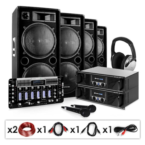 Electronic-Star Bass First Pro, DJ PA systém, 2 x zosilňovač, 4 x reproduktor, mixážny pult