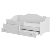 NABBI Elisa II detská posteľ s prístelkou a matracmi 80x160 cm biela / ružová