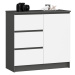 RAUMHIRSCH FURNITURE KOMODA grafitovo šedá, biela 77/80/35