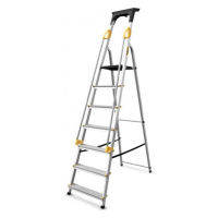 Hliníkový rebrík so 7 schodíkmi, zábradlím a nosnosťou 150 kg