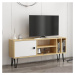 Biely/prírodný TV stolík v dekore duba 120x52 cm Arven - Kalune Design