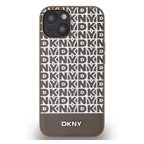 DKNY PU Leather Repeat Pattern Bottom Stripe MagSafe Apple iPhone 14 DKHMP14SPSOSPW Brown