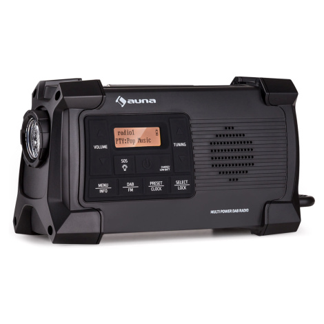 Auna Patagonia DAB+ Outdoorové rádio DAB / DAB+ / FM Nabíjanie kľukou USB SOS Alarm Vodotesné