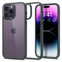 Apple iPhone 14 Pro, Plastový zadný kryt + silikónový rám, Spigen Ultra Hybrid, číra/tmavozelená