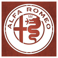 Drevené logo na stenu - Alfa Romeo, Biela