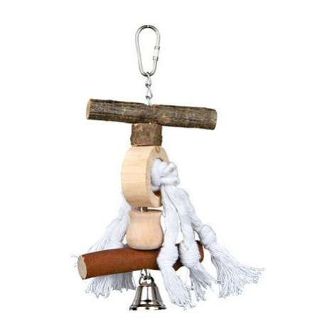 Trixie Toy with chain, rope and bell, bark wood, 20 cm