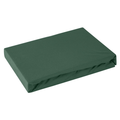 Zelená bavlnená jersey posteľná plachta 140x200+30 cm Eurofirany