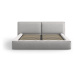 Svetlosivá čalúnená dvojlôžková posteľ s úložným priestorom a roštom 200x200 cm Arendal – Cosmop