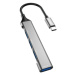 Dudao HUB 4v1 A16T, 4x USB-A, 6.3cm, sivý