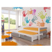 NABBI Filis detská posteľ s prístelkou 90x200 cm biela / sivá