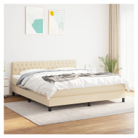 vidaXL Posteľný rám boxspring s matracom krémový 180x200 cm látka