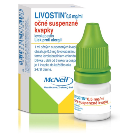 LIVOSTIN 0,5 mg/ml očné suspenzné kvapky liek proti alergii 4 ml