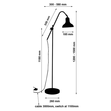 Stojacia lampa Winston, tienidlo čierna/biela Busch