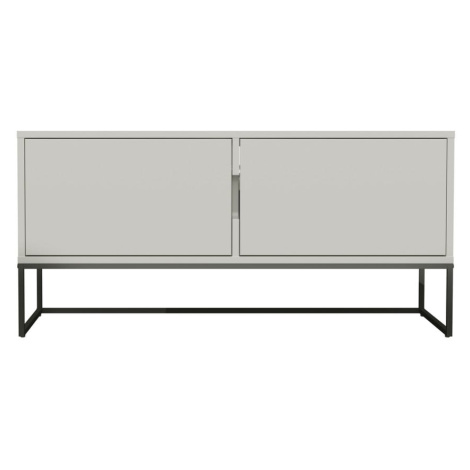 Biely dvojdverový TV stolík s kovovými nohami v čiernej farbe Tenzo Lipp, šírka 118 cm