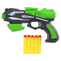 Pištoľ na penové náboje plast + 5ks nábojov zelená