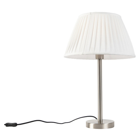 Klasická stolová lampa oceľová so skladaným tienidlom biela 35 cm - Simplo