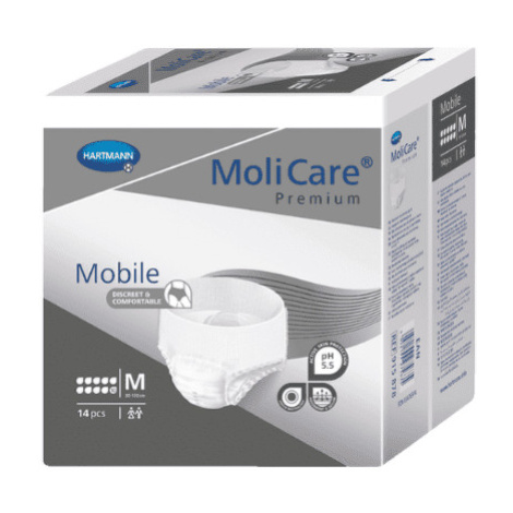 MOLICARE Premium mobile 10 kvapiek M nohavičky inkontinenčné plienkové sivé 80 - 120 cm 2626 ml 