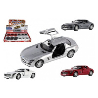 Auto Kinsmart Mercedes-Benz SLS AMG kov/plast 13cm na spätné natiahnutie 4 farby 12ks v boxe