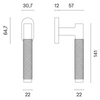 WA - ŠTVORHRAN 8x6 k FELIX NEM - nerez matná štvorhran 8x6 GUĽA/KĽUČKA - 120 mm