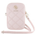 Guess PU Quilted 4G Metal Logo Wallet Phone Bag Zipper Pink